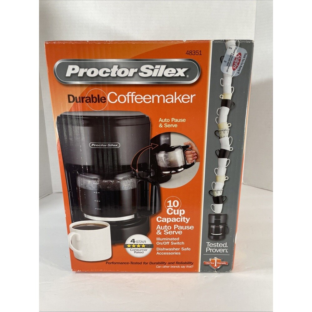Proctor Silex 10 Cup Coffee Maker Black Auto Pause & Serve - New Sealed